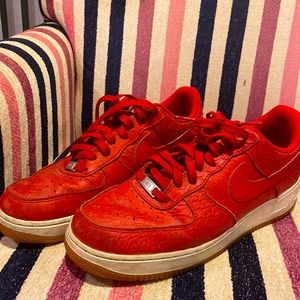 Red Alligator Skin Nike Air Force One size 9.5